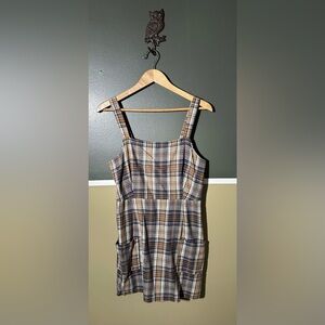 American Eagle Outfitters Plaid Midi Dress - Black, Brown, Cream